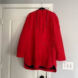 NWOT Sam Edelman Red Hooded Rain Jacket
